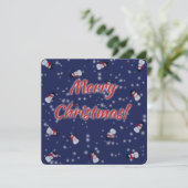 Sneeuwmannen en gloeiende Sneeuwplein Vakantie Kaa Feestdagenkaart (Staand voorkant)