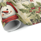  sneeuwmannen en Holly Cadeaupapier (Rol Hoek)