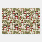  sneeuwmannen en Holly Inpakpapier Vel (Voorkant 3)