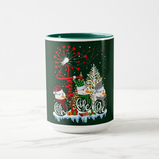 Sneeuwmannen en kerstbomen mok (Midden)