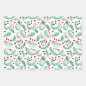 Sneeuwmannen en Kerstmis Holly Inpakpapier Vel (Voorkant 3)