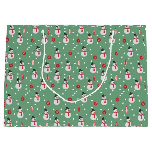 Sneeuwmannen en kerstversieringen groot cadeauzakje (Voorkant)