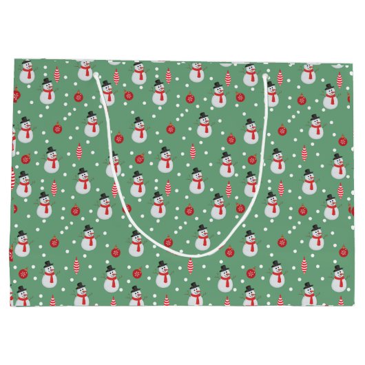Sneeuwmannen en kerstversieringen groot cadeauzakje (Achterkant)