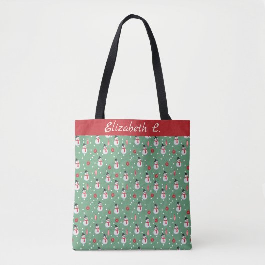 Sneeuwmannen en kerstversieringen tote bag (Voorkant)