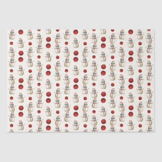 Sneeuwmannen en Ornamenten Tissuepapier (Voorkant)