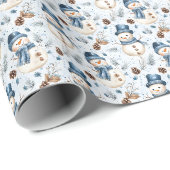 Sneeuwmannen en pinecones cadeaupapier (Rol Hoek)