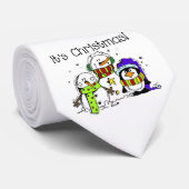 Sneeuwmannen en Pinguïns Feestelijke Winter Het is Stropdas (Opgerold)