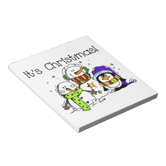 Sneeuwmannen en Pinguïns Het is Kerstfeest Notitieblok (Schuin)