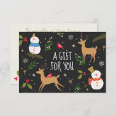 Sneeuwmannen en rendieren kerstcadeaubon (Voorkant / Achterkant)