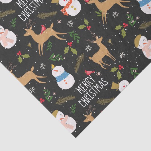 Sneeuwmannen en rendieren Kerstmis Tissuepapier (Detail)