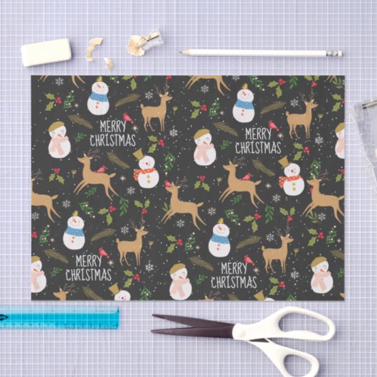 Sneeuwmannen en rendieren Kerstmis Tissuepapier (Craft)