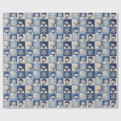 Sneeuwmannen en Sneeuwvlokken Quilt Patroon Cadeaupapier (Vlak)