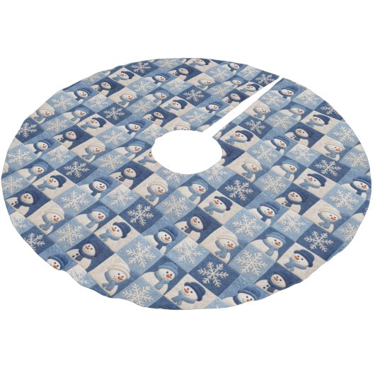 Sneeuwmannen en Sneeuwvlokken Quilt Patroon Kerstboom Rok (Gekanteld)