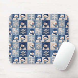 Sneeuwmannen en Sneeuwvlokken Quilt Patroon Muismat