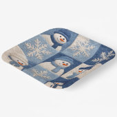 Sneeuwmannen en Sneeuwvlokken Quilt Patroon Papieren Bordje (Gebogen)