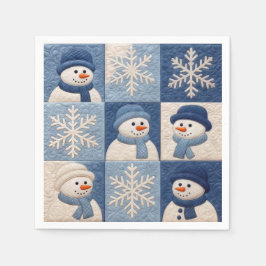 Sneeuwmannen en Sneeuwvlokken Quilt Patroon Servet