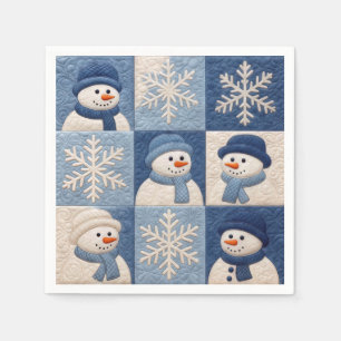 Sneeuwmannen en Sneeuwvlokken Quilt Patroon Servet