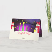 Sneeuwmannen en sterren feestdagen kaart (Achterkant)