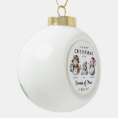 Sneeuwmannen familie van drie eerste kerstdagen keramische bal ornament (Links)