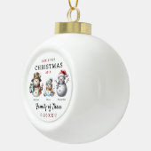 Sneeuwmannen familie van drie eerste kerstdagen keramische bal ornament (Rechts)
