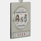 Sneeuwmannen familie van drie eerste kerstdagen verzilverd banner ornament (Rechts)