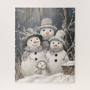 Sneeuwmannen Familie Winter Sneeuw Legpuzzel