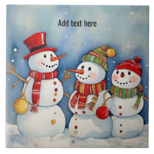 Sneeuwmannen Feest Template Tegeltje