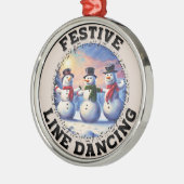 Sneeuwmannen Feestelijke Line Dancing Metalen Ornament (Links)