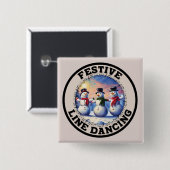 Sneeuwmannen Feestelijke Line Dancing Vierkante Button 5,1 Cm (Voorkant /achterkant)