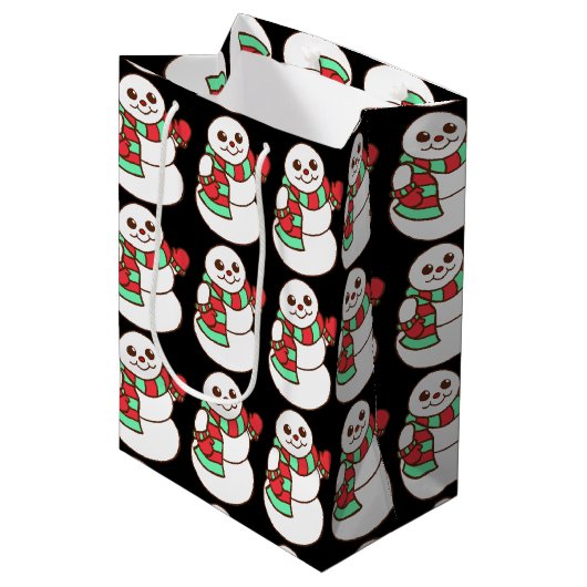 Sneeuwmannen Gift Bag Medium Cadeauzakje (Voorkant Gekanteld)