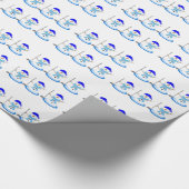 Sneeuwmannen golfend met golfclub cadeaupapier (Hoek)