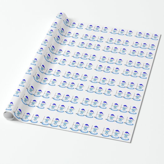 Sneeuwmannen golfend met golfclub cadeaupapier (Uitgerold)