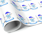 Sneeuwmannen golfend met golfclub cadeaupapier (Rol Hoek)