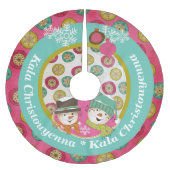 Sneeuwmannen Grieks Vrolijk Kerstboom Rok (Voorkant)