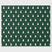 Sneeuwmannen Groene Kerstmis Cadeaupapier (Vlak)