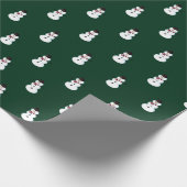 Sneeuwmannen Groene Kerstmis Cadeaupapier (Hoek)