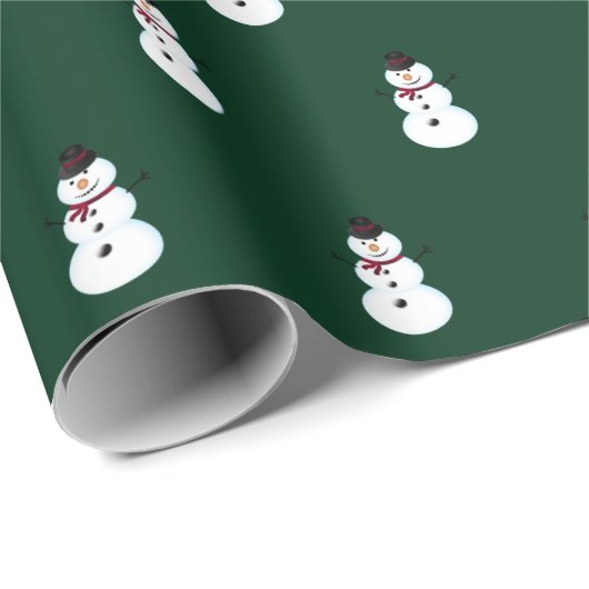 Sneeuwmannen Groene Kerstmis Cadeaupapier (Rol Hoek)