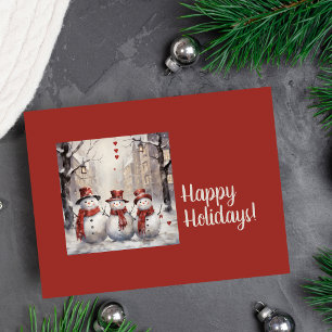 sneeuwmannen Happy Holiday Briefkaart