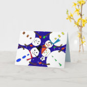 Sneeuwmannen Happy Holiday Greeting Kaart (Gele Bloem)