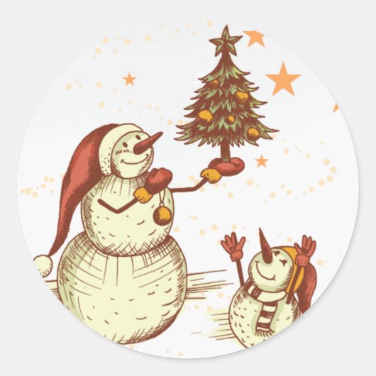 Sneeuwmannen & hun kerstboom Stickers (Voorkant)