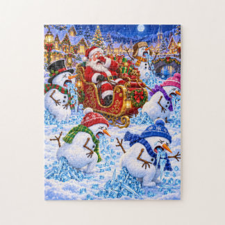 Sneeuwmannen ijsblokjes chaos in de slee van de Ke Legpuzzel