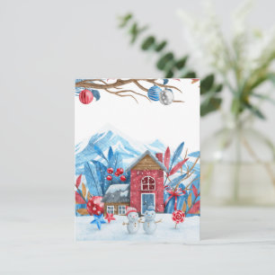 Sneeuwmannen in een Winter Wonderland Feestdagenkaart