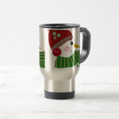 Sneeuwmannen in groene en rode accessoires reisbeker (Voorkant rechts)
