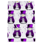 Sneeuwmannen in Paarse Fluweel Elegante Kerstmis Medium Cadeauzakje (Achterkant)