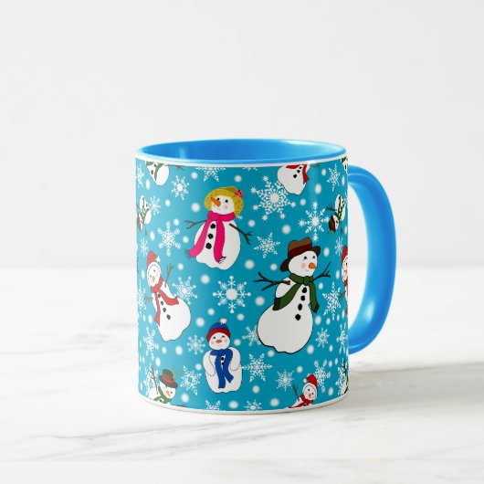 Sneeuwmannen in petten met patronen mok (Voorkant rechts)