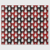 Sneeuwmannen in Sneeuwvlokken op Plaid Cadeaupapier (Vlak)