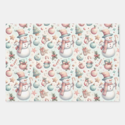 Sneeuwmannen in Toques en Tophats Inpakpapier Vel (Voorkant 2)