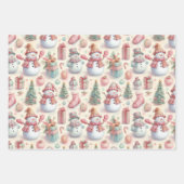 Sneeuwmannen in Toques en Tophats Inpakpapier Vel (Voorkant)