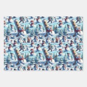 Sneeuwmannen in verschillende amusante scenario's inpakpapier vel (Voorkant 2)