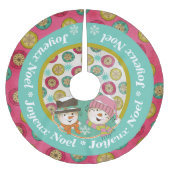 Sneeuwmannen Joyeux Noel Holiday Tree Rok Kerstboom Rok (Voorkant)